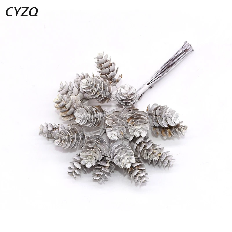 20pcs/lot White Artificial Flowers Pineapple Grass Artificial Pine Nuts Cones for Christmas DIY Scrapbooking Wedding Decoration