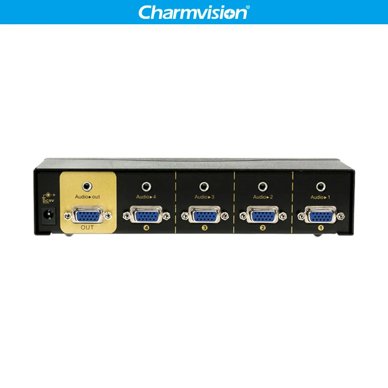 Charmvision VA401R 4 Ports VGA 3.5mm Audio Switcher Auto Canning Remote Control VGA L/R voice Simultaneously Switch Control