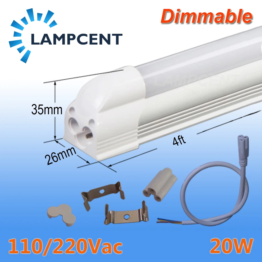 

4-50/Pack T5 LED Tube Bulb 4FT 48" 20W Dimmable Integrated LED Shop Light Fixture