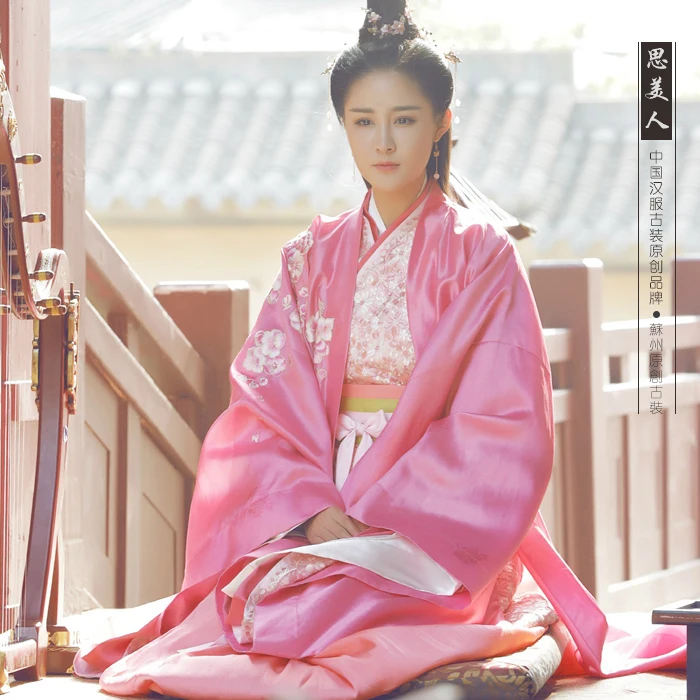 

Pink Embroidery Aesthetic Qin Dynasty Hanfu Costume for Princess for 2016 Newest TV Play Si Mei Ren Song of Phoenix