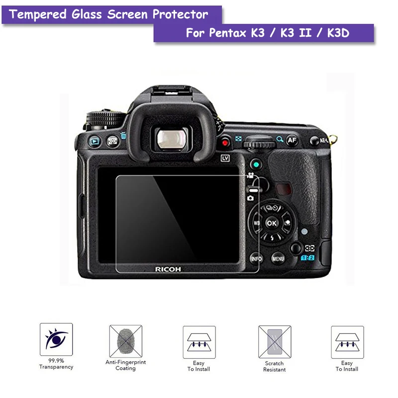 

9H Hardness Premium Tempered Real Camera Glass LCD Screen Protector Shield Film For Pentax K3 / K3 II / K3D Accessories