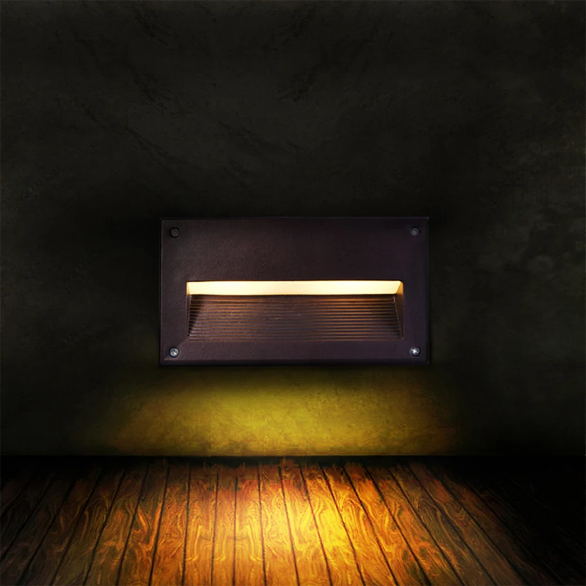 Aluminum Embedded Staircase Corner Lamp, Recessed Wall Lamp, Outdoor LED Footlights, Waterproof