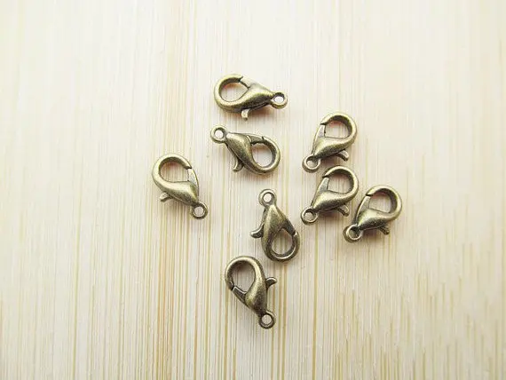 250pcs 6mmx10mm Silver tone/Antique Bronze Rodium Metal Lobster Clasps Hooks Connector Charm Finding DIY Accessory Jewellery