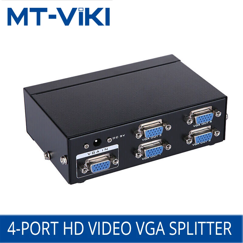 MT-VIKI 4 Port VGA Splitter 1 Input 4 Output With Power display projection splitter Suitable For Offices Malls Teachin MT-3504