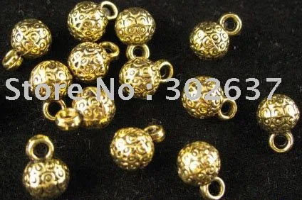 

FREE SHIPPING 210Pcs Antiqued gold crafted round drops A1168G