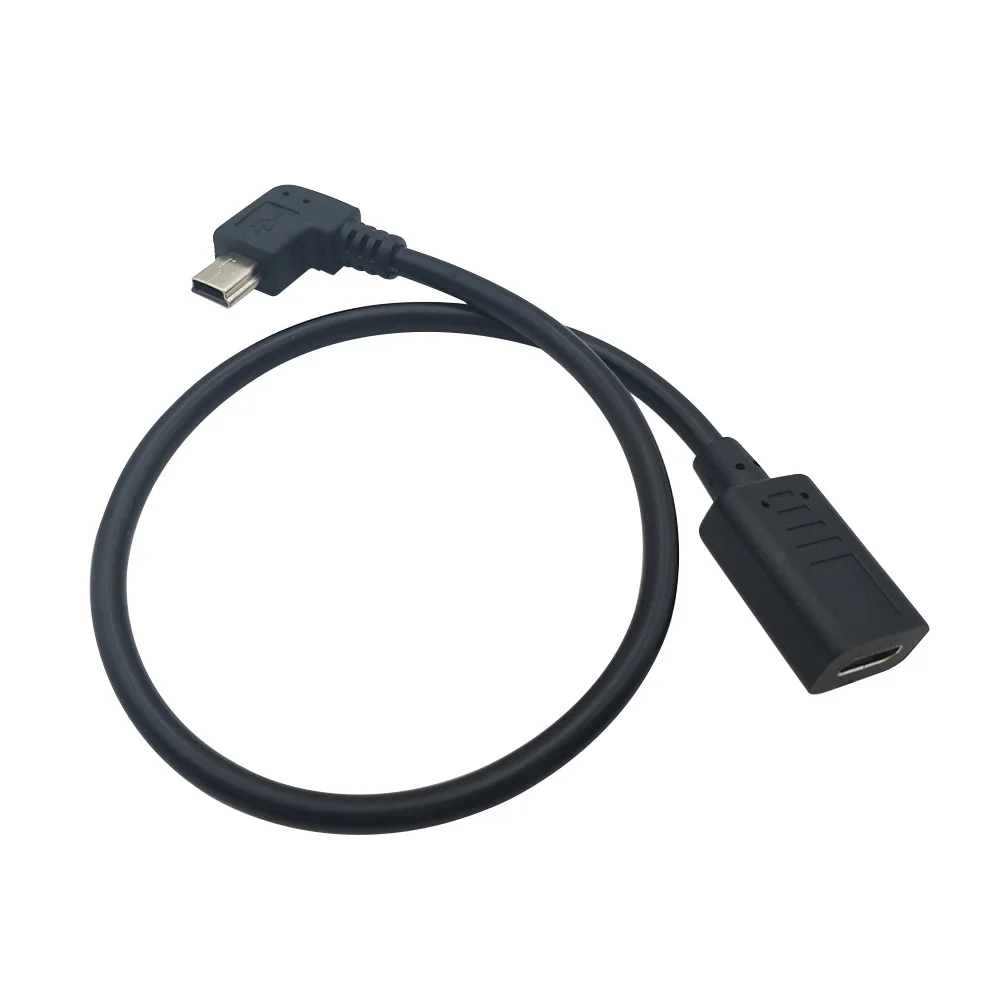 Mini USB 2.0 Male Right To USB 3.1 Type-c Female Data Charging Connection MiniUSB 5P Android Mobile Phone Tablet Power Cable