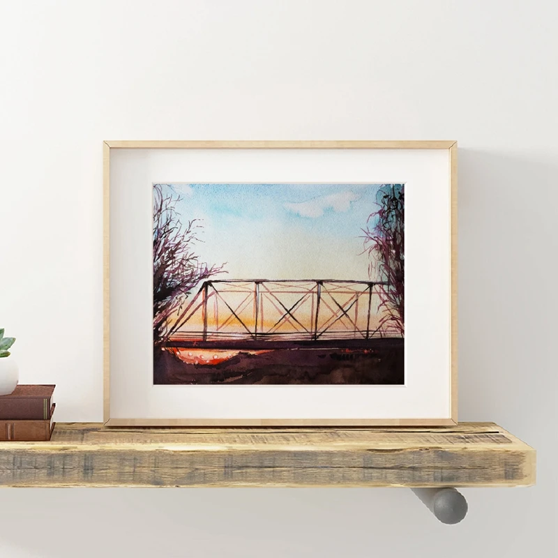 Watercolor One Tree Hill Bridge Poster Prints , Tv Show Series One Tree Hill Canvas Painting Poster Karens Cafe Fan Gift