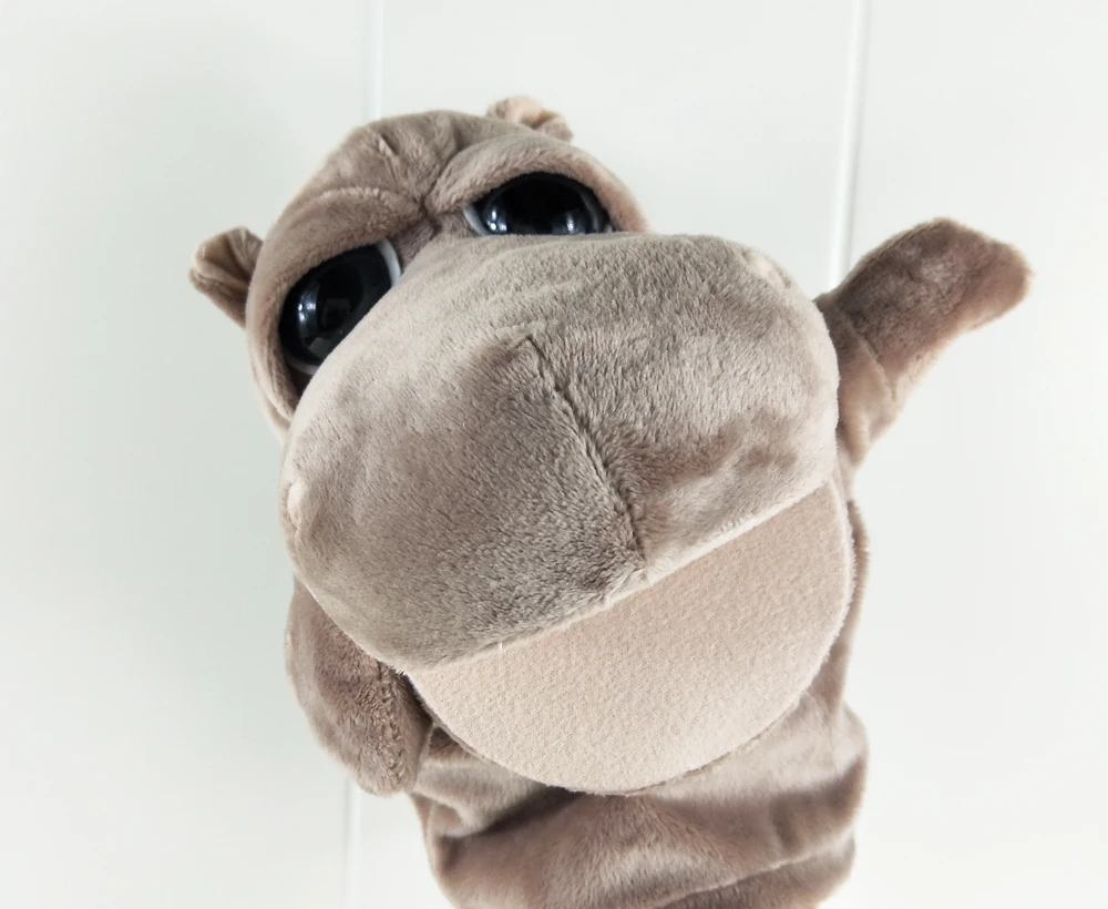 Childrens Hand Puppet Stuffed Plush Toy Big Eyes Hippo