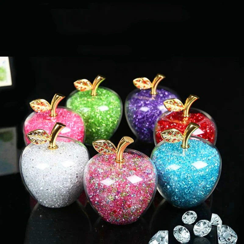 Amazing Love Gifts Hollow Glass Apple Fullfill with Color Crystal Rhinestone Figurines Home Decoration Accessories