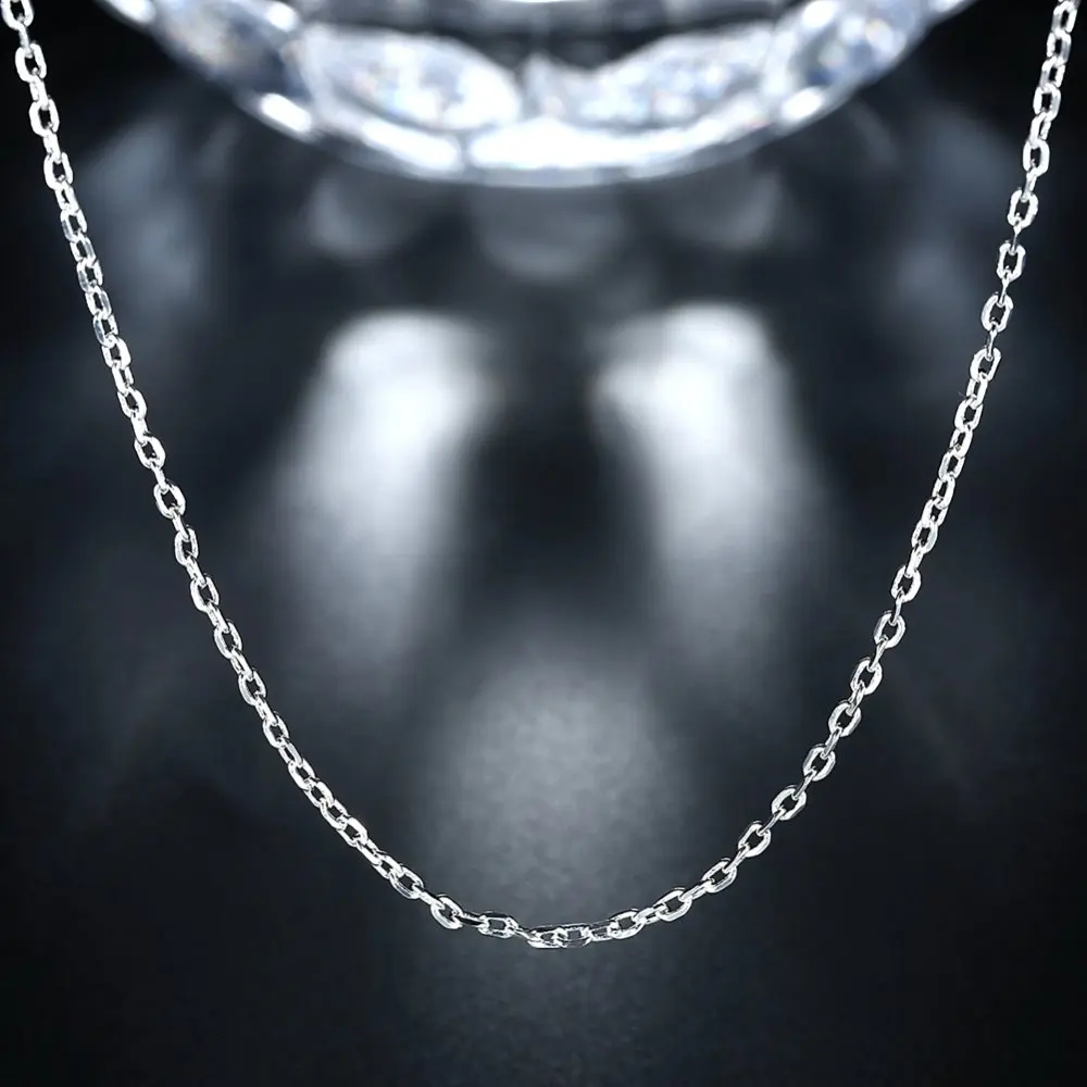 Women's 925 Sterling Silver Rolo Square Chain Necklace, Classic Style