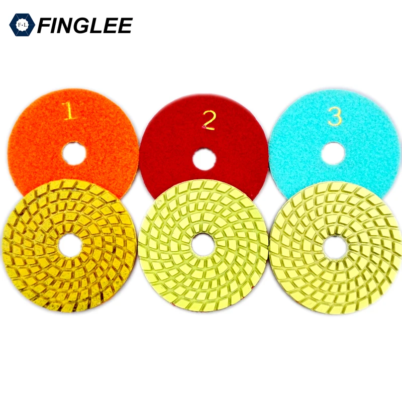 

High Quality and Longer Life 3 Steps Wet Diamond Polishing Pad 4inches 100mm Floor Polishing Angle Grinder Stone Work