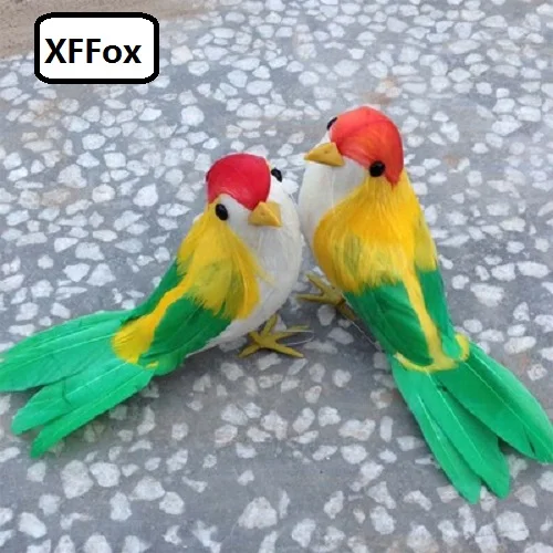 a pair of real life bird models foam&feather yellow&green bird toys gift about 16cm xf0605