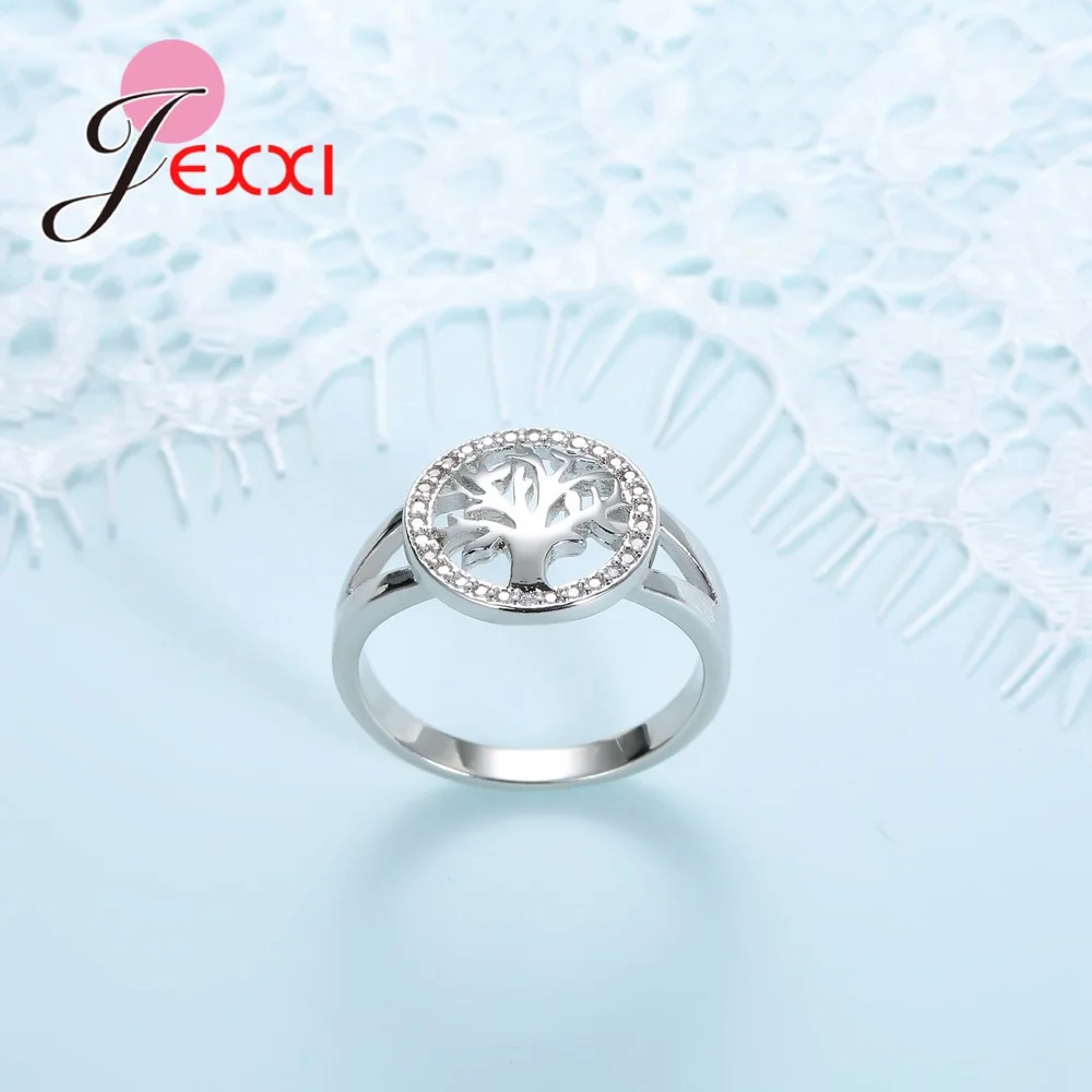 Tree Shape 925 Sterling Silver Rings For Women Cubic Zirconia Wedding Ring For Girl New Desigh Tree Accessory
