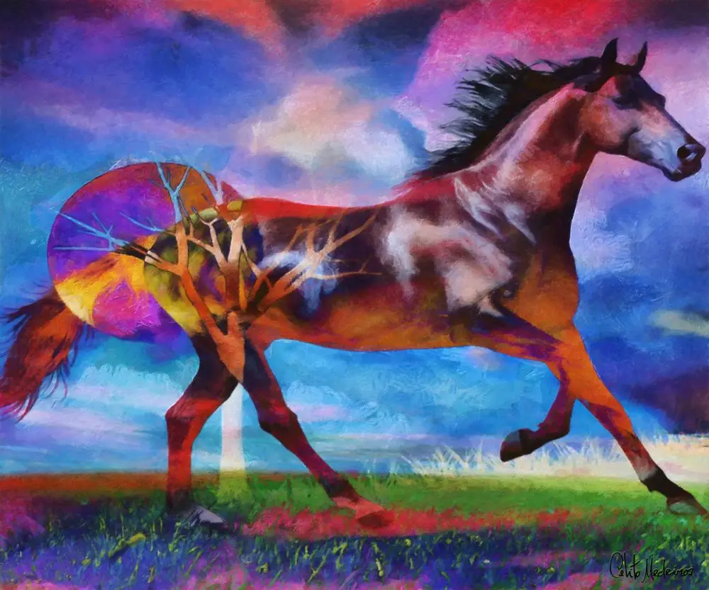 Modern Abstract Horse Painting Born Free Pop Horse Oil Painting on Canvas Handmade 100% Wall Decoration Arts