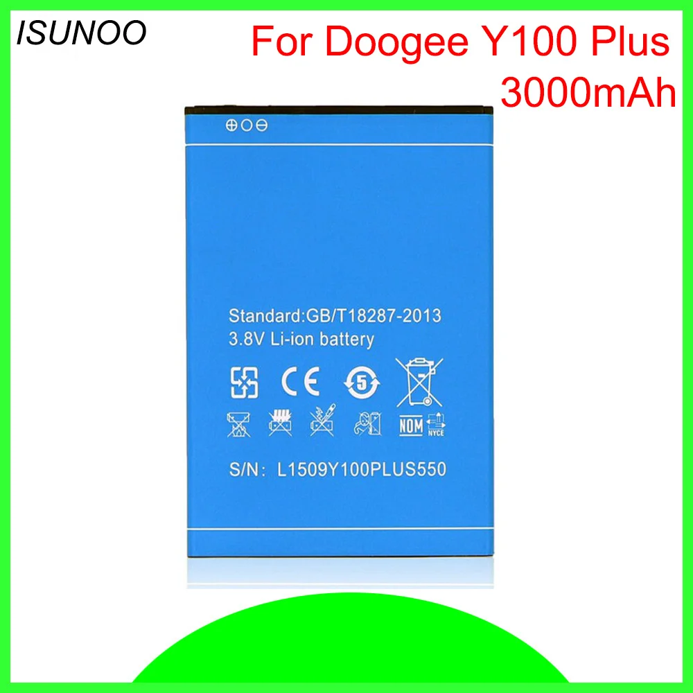 

ISUNOO 10 шт./лот Сменный аккумулятор для DOOGEE Y100 Plus аккумулятор 3000 мАч для сотового телефона Doogee Valencia 2 Y100 Plus