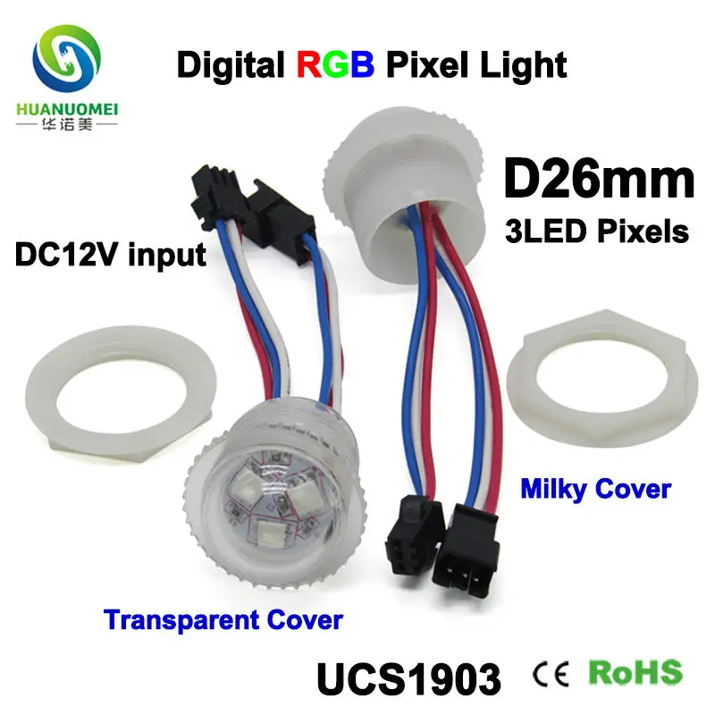 Digital UCS1903 26mm 3SMD RGB LED Pixel LED Module 12V Waterproof 5050 SMD Decoration Letters Light Addressable Bulb Lamp Sign