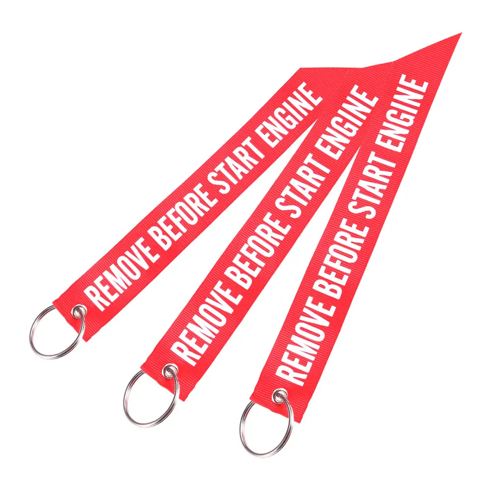 Remove Before Flight Streamer Key Chain Chaveiro Red Keychain Remove Before Start Engine Motorcycle Streamer Key Ring Jewelry