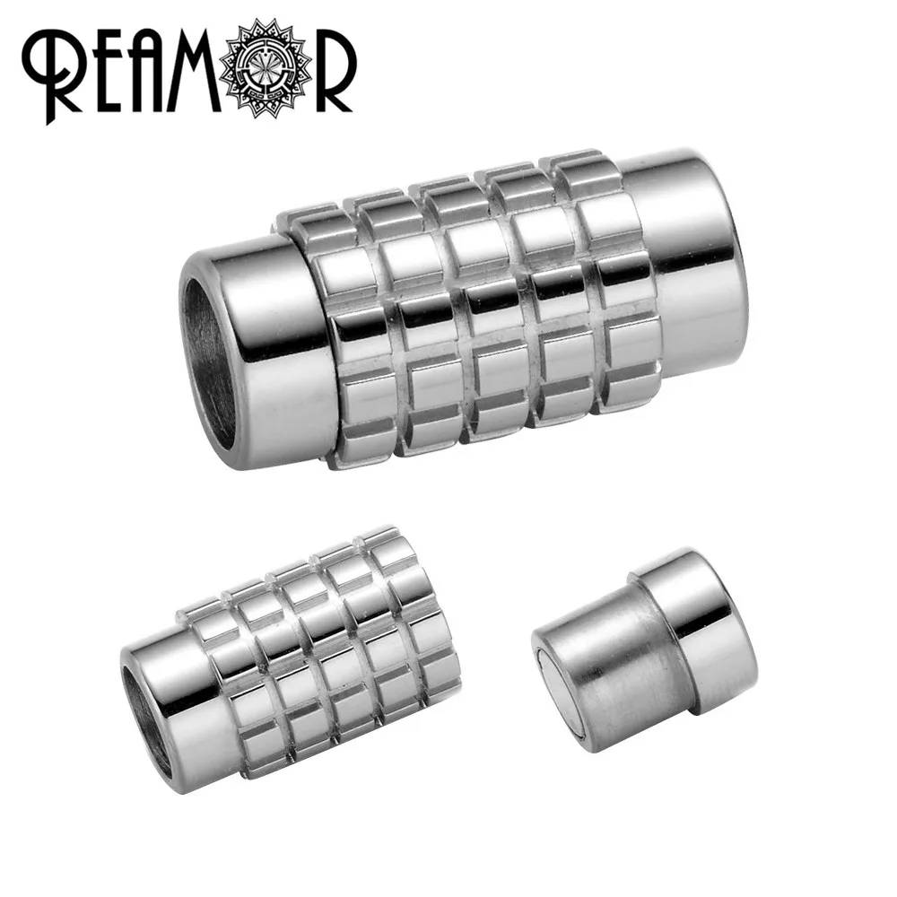 

REAMOR 316l Stainless Steel Cylinder Magnetic Clasp Fit 6mm Leather Bracelet Necklace DIY Metal Clasp Jewelry Making Accessories