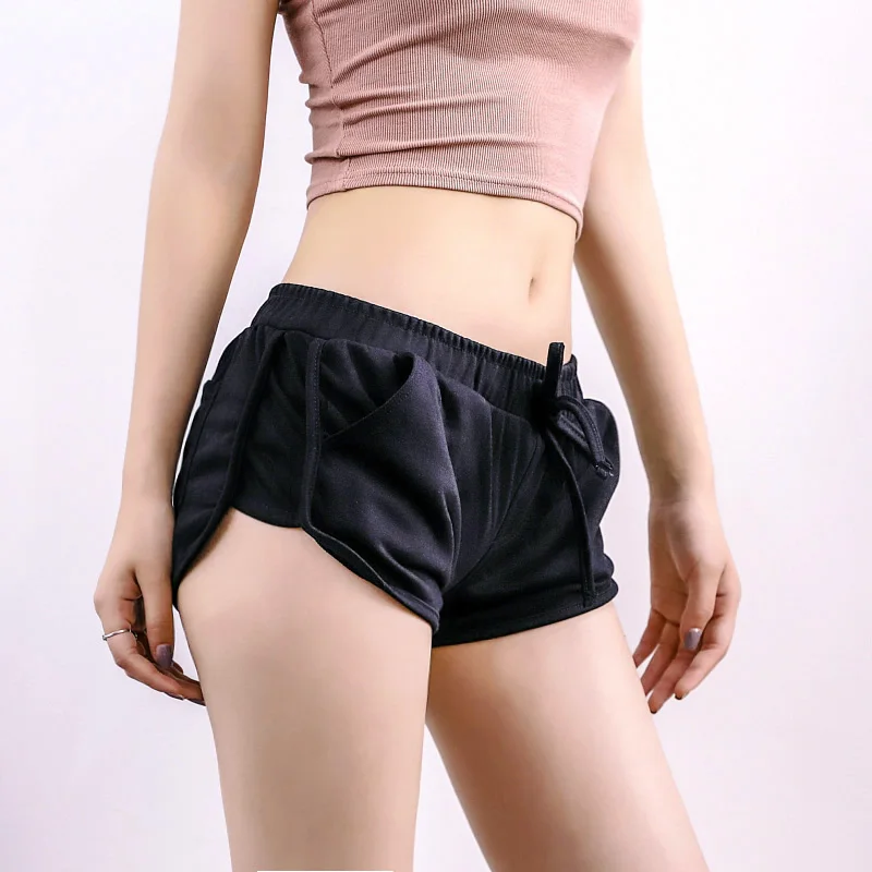 Sporting Shorts Women Short Feminino cotton Casual Summer Shorts Drawstring Elastic Mid Waist Patchwork Side Split Fitness Short