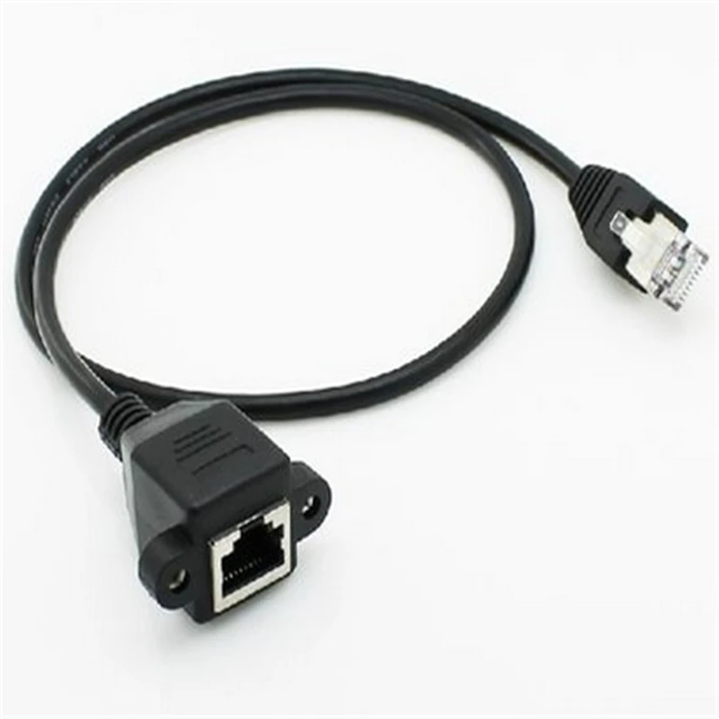 High Quality 30cm 8Pin RJ45 Cable Male to Female Screw Panel Mount Ethernet LAN Network 8 Pin Extension Cable