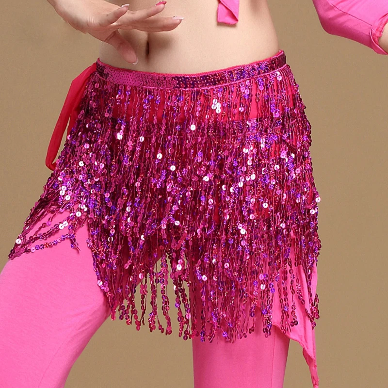 Dames Belly Lumba Samba Dans Rok Accessoires Kwastje Bling Bling Riemen Buikdans Hip Sjaal Met Pailletten Riem