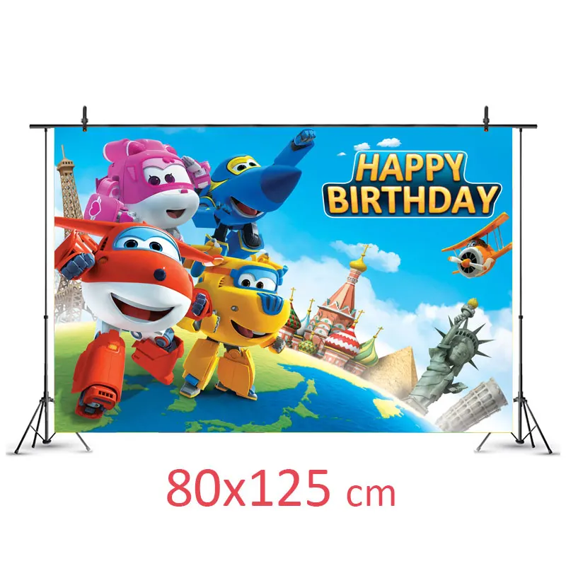 

Super Wings Birthday Party Decoration Custom Photo Studio Backdrop Background Vinyl 80x125cm