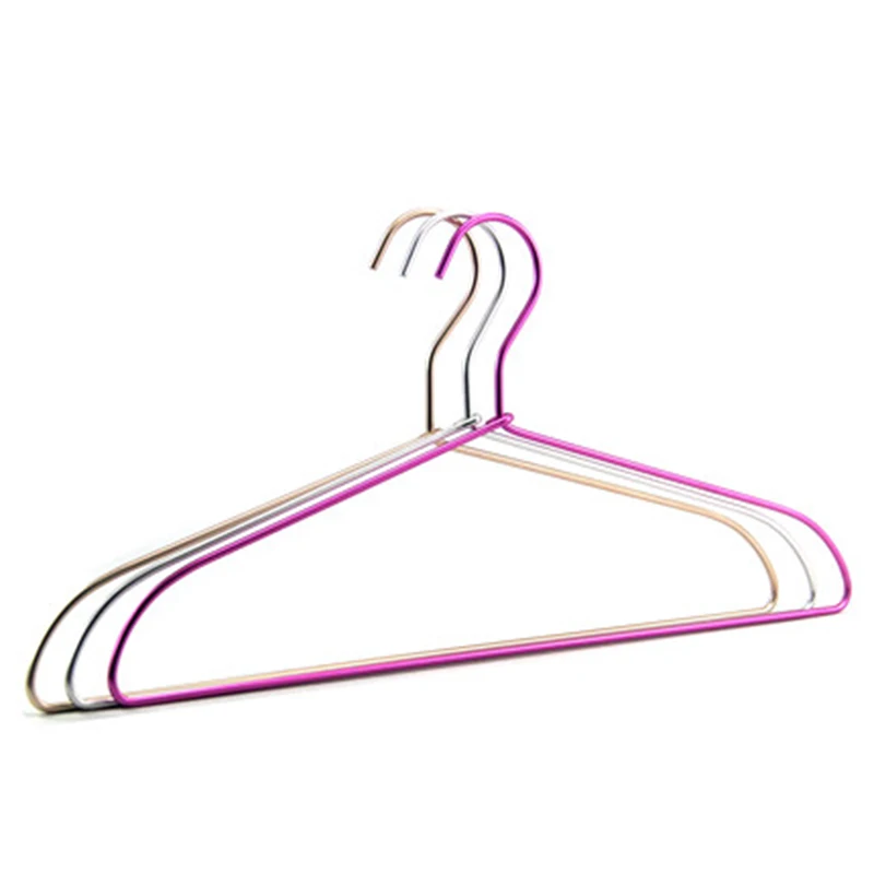 

10 pcs/lot 41cm Aluminum Metal Clothes Hangers Adult Anti-skid Shoulder Seamless Clothing Hanging Household Laundry Drying Rack