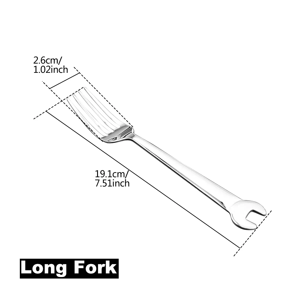 Stainless Steel Creative Wrench Shape Fork Spoon Tableware Steak Knife Dinner Fruit Dessert Long Forks Tea Spoon Picnic Camping