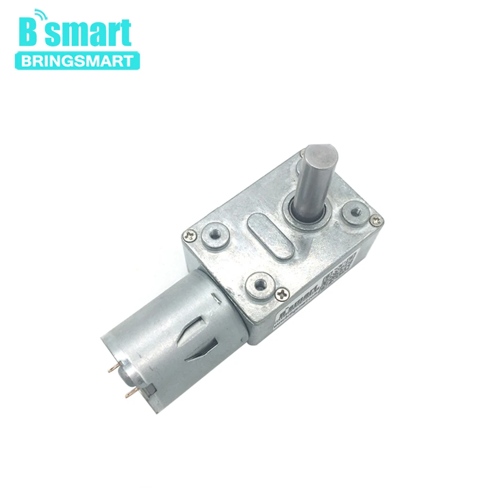 Bringsmart Mini Worm Gear Motor JGY370-D7 DC 12v Low Speed 6-150rpm D Shaft 7mm Reversible Gearbox Motor Customized 25mm Length