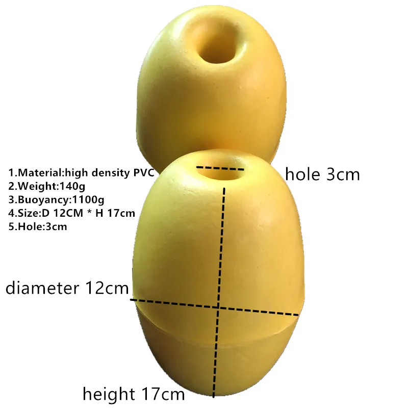 High Density PVC Fishng Buoy Height 17cm Diameter 12cm Olive Navigation Float Chamber Fishing Float fishing Equipment Materiel