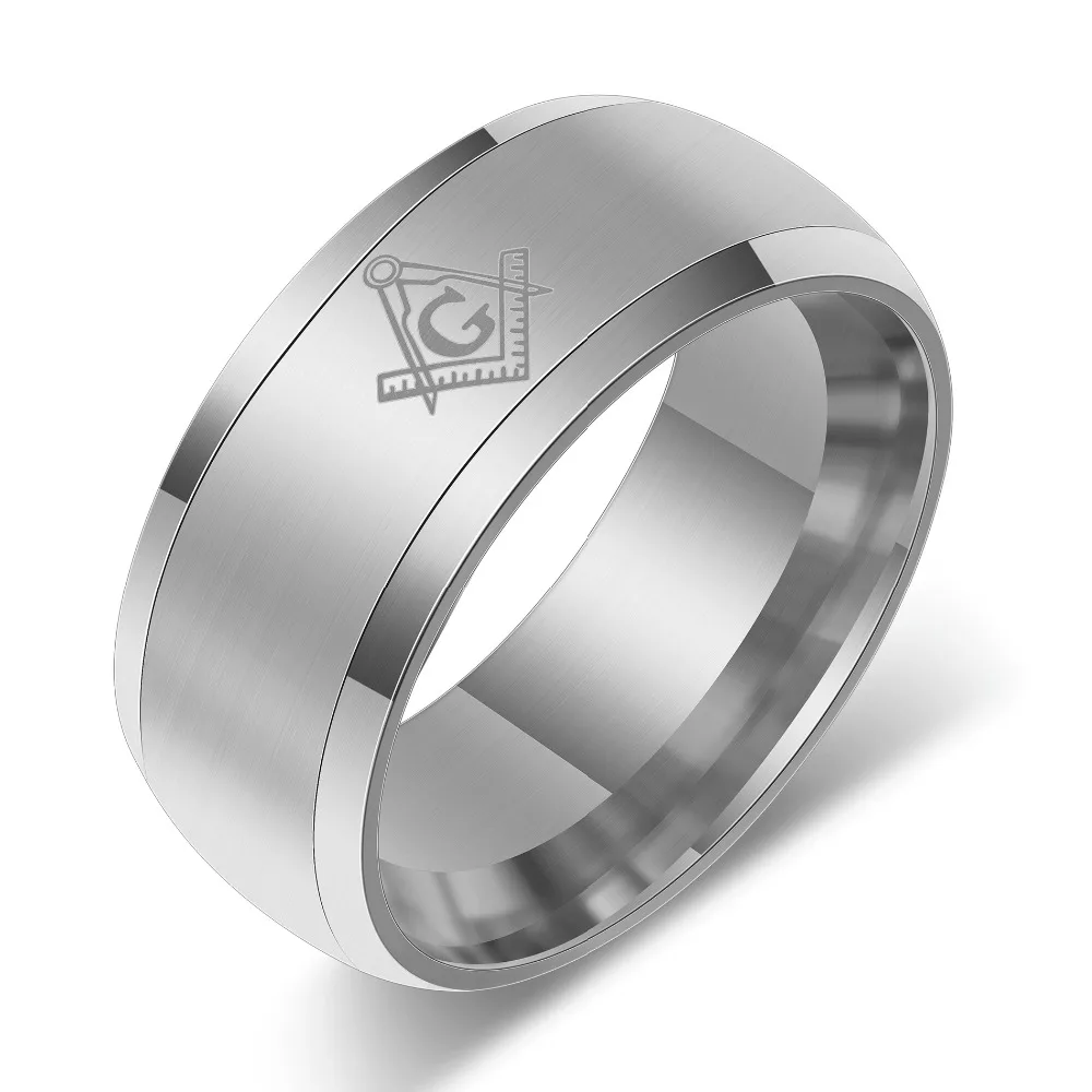 Never Fade 316l Stainless Steel Freemasonry Masonic Ring Mason Tungsten Carbide Wedding Ring Full Size 6-14 For Women Or Men