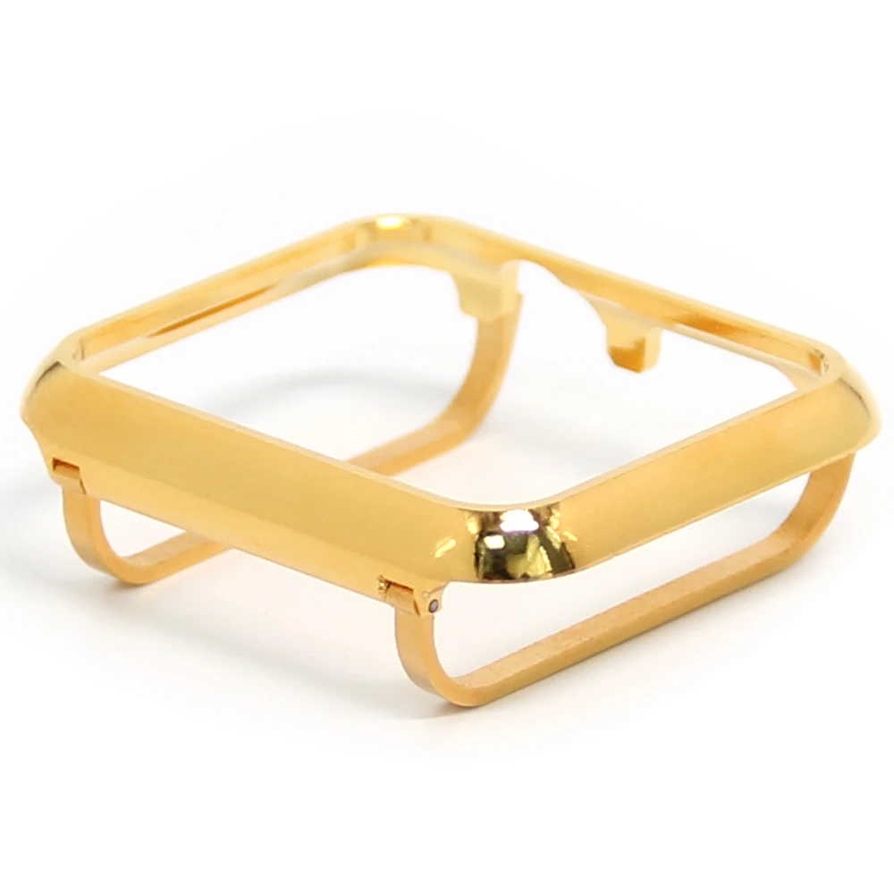 Bright Gold Plated Metal Frame Protective Case Compatible For Smart Watch Series 4/5/6/Se 40mm 44mm