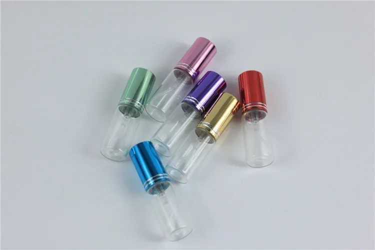 Mini amostra recarregável perfume garrafa de vidro, garrafas vazias spray atomizador, embalagens cosméticas coloridas, viagens, 5ml, 20pcs por lote