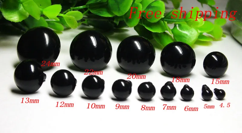 100pcs/lot 18-24mm Black Doll Eyes With Plastic Washer --safety Eyes