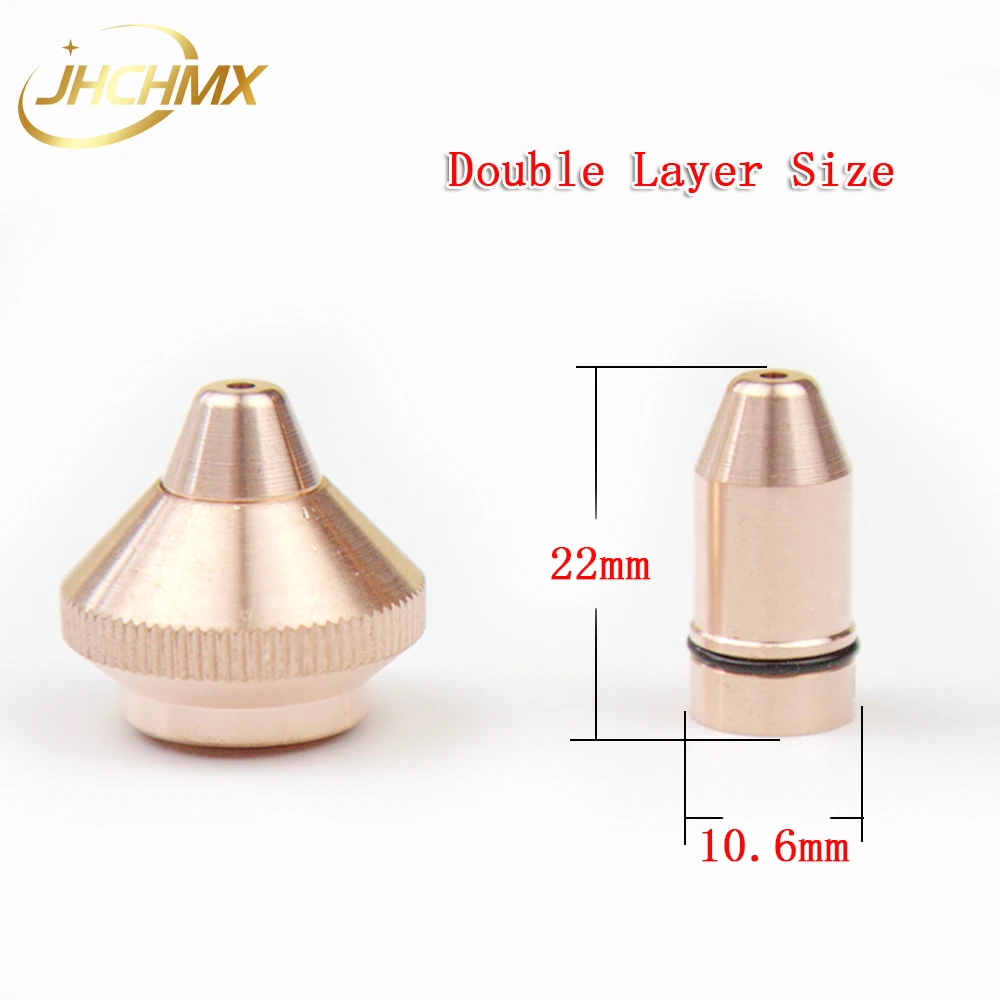 High Quality 10Pcs/lot Lasermech Bullet Nozzles Double Layer Dia.10.6mm Caliber 0.8 - 2.5 For Lasermech Fiber Laser Cutting Head