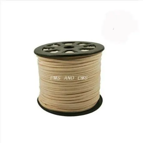 Free Shipping 100Yds Light Brown/Khaiki Flat  faux Leather suede cord, 3mm, Light Brown faux suede cord for bracelets 3mm