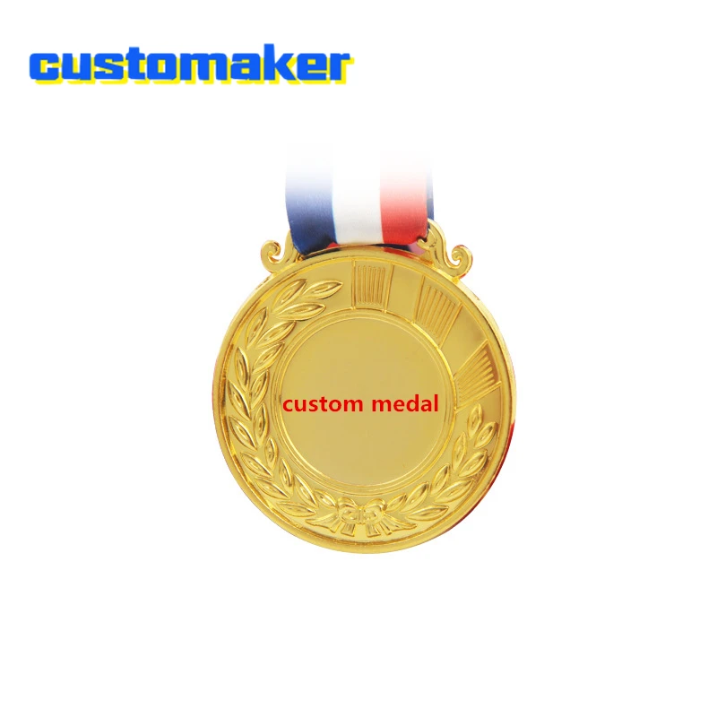 30pcs Custom Medal Resin Sticker printing Logo peronalized Text Reward General Trophy Gold Silver Medals with ribbons