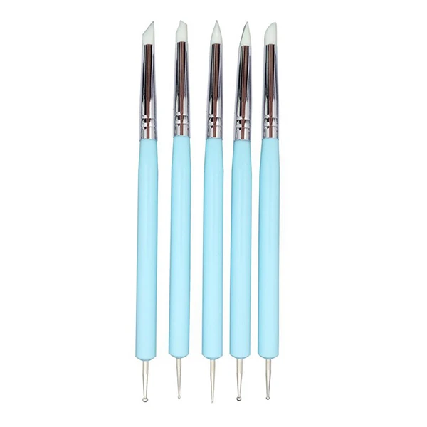 FBIL-5 X 2 Way Ball Styluses Dotting Tool Silicone Color Shaper Brushes Pen for Polymer Clay Pottery Modeling Sculpture