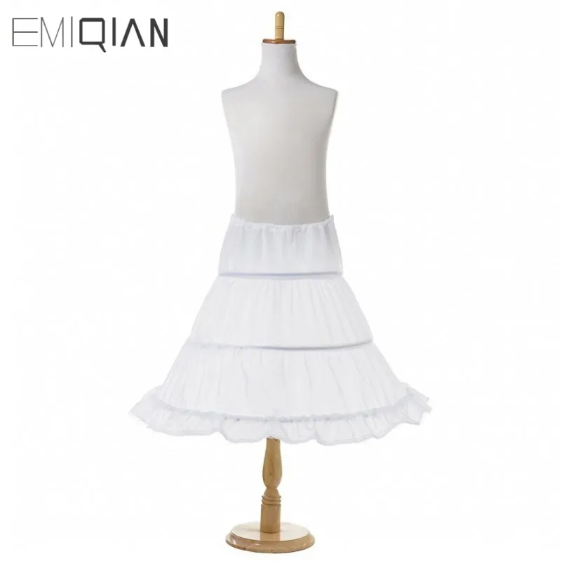 

3 Hoops White A-Line Flower Girl Dress Petticoat 2022 Top Quality Child Underskirt For Flower Girl Dresses Length 53 CM