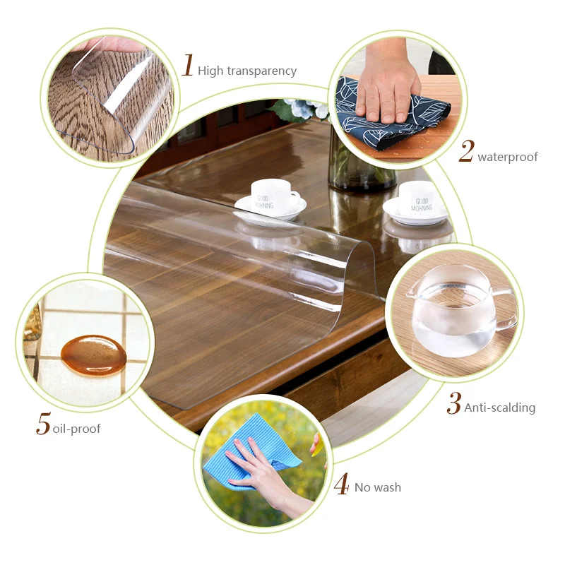 Imagem -03 - Placemats de Pvc Transparente Protetor de Mesa Retangular Almofada de Mesa Vidro Macio Tapete de Proteção de Chão Tapete de Porta Grosso 1.5 mm mm mm