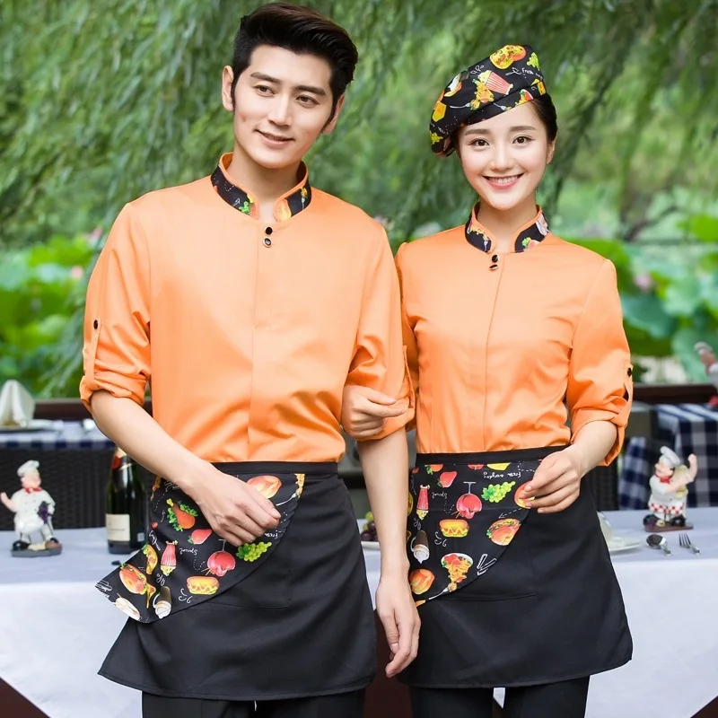 Waitress Work Clothes Hotel Restaurant Women Uniform Hot Pot Cafe Staff Uniforms Long-sleeved Plus Size Waiter Men Shirts H2375