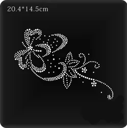 2pcs/lot Flower rhinestones fix iron on crystal transfers design rhinestone hot fix transfers designs patches