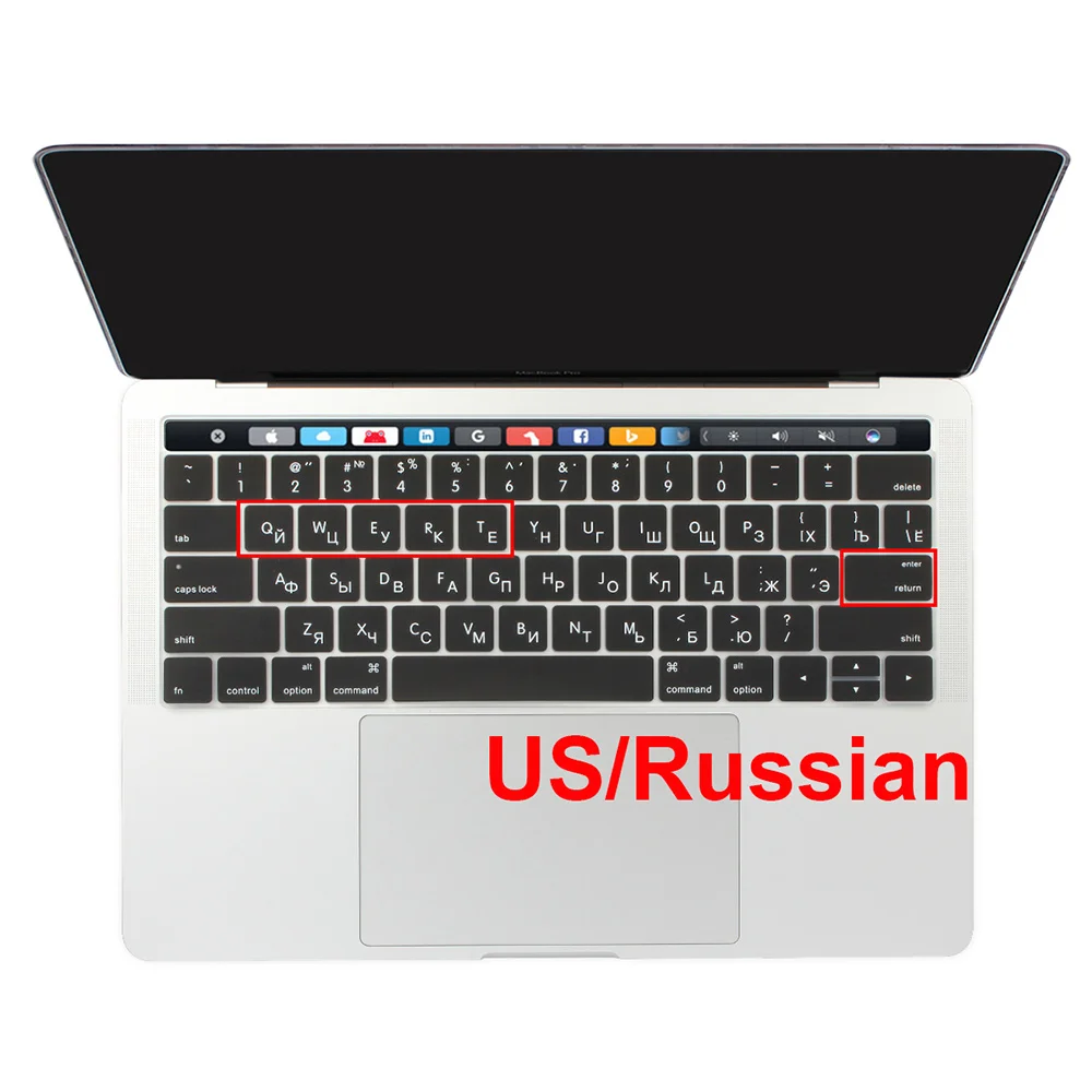 US Cyrillic Russia English Ukraine Belarus Silicone Protector Keyboard Cover For 2019 MacBook 13 15 A2159A1989 A1706 A1707 A1990