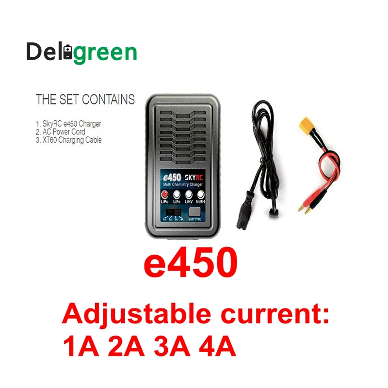 Deligreen SKYRC e450 Multi Chemistry Balance Charger 2S 3S 4SLiPo LiFe LiHV 6S to 8S NiMH Battery Balance Charger AC 110V-240V