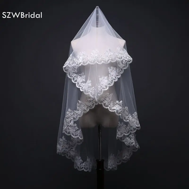 New Arrival Lace Edge Bridal Veil Ivory Wedding Accessories Bride Veils Velo de novia wedding accessories Voile mariage