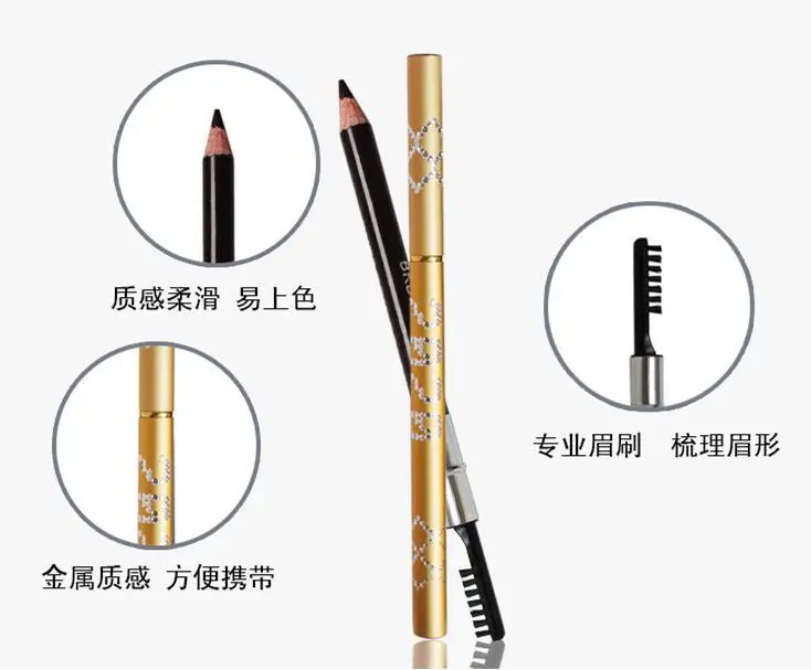 Stylo cosmétique imperméable à Double usage, 1 pièce, crayon rehausseur de sourcils avec brosse, pochoir de toilettage