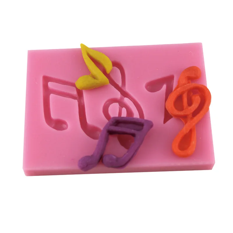 (3 pieces/lot) New arrivals 6 * 4.3 * 0.7cm musical notes shape silicone fondant cake mold candy soap stamp moulding DIY bakery