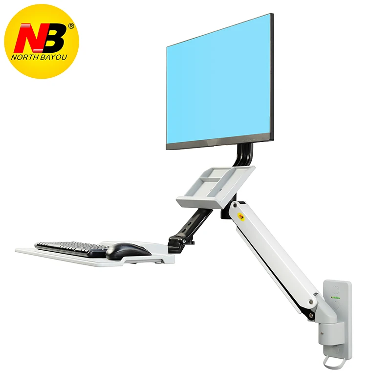 NB D32 MB32 Computer Sit-stand Work Station Wall Mounted Lifting Monitor Bracket With Keyboard Plate Gas Spring