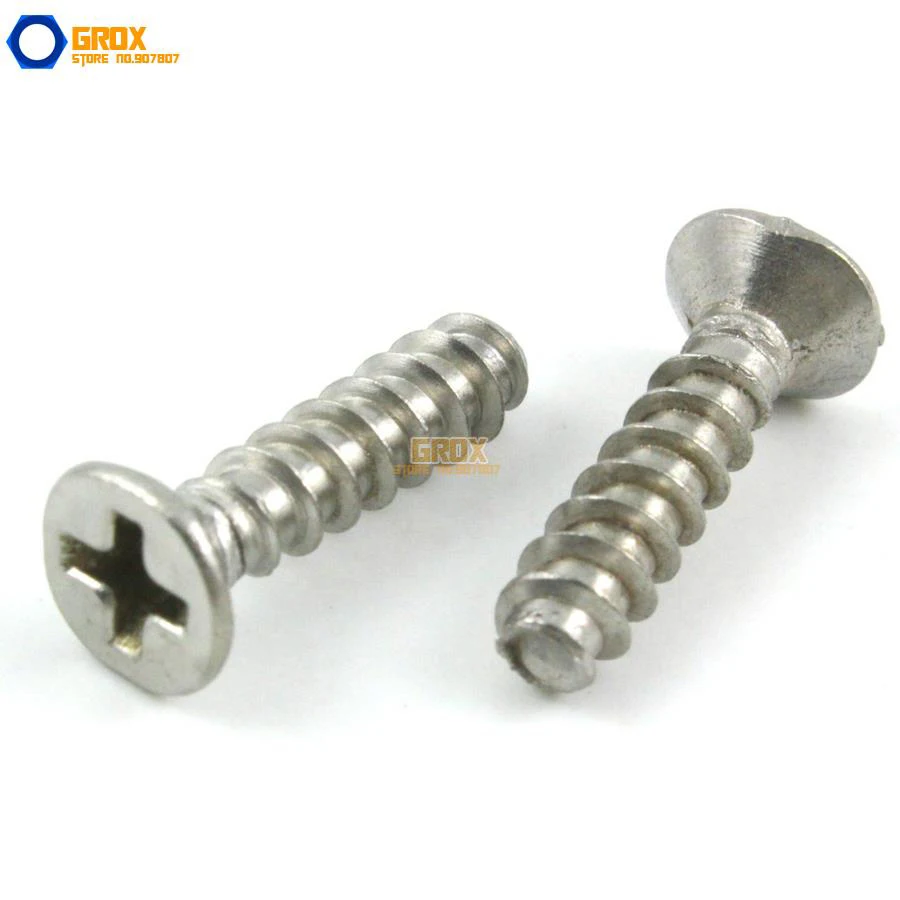 Tornillo autorroscante Phillips de cabeza plana M4, de acero inoxidable 304 (M4x8mm 10mm 12mm 16mm)