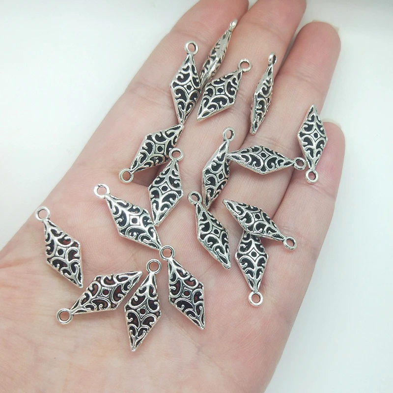 2021 New Fashion 21mm 20pieces/bag  Zinc Alloy Hollow Out Geometry Charms Pendant for Earring Bracelet Jewelry Accessories